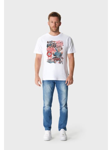 OLDSKULL T-Shirt Xtreme Retro Rock Skull Graphic in White