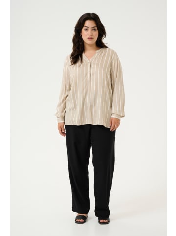KAFFE curve Langarm-Bluse KCsida in Feather Gray / Chalk Stripe