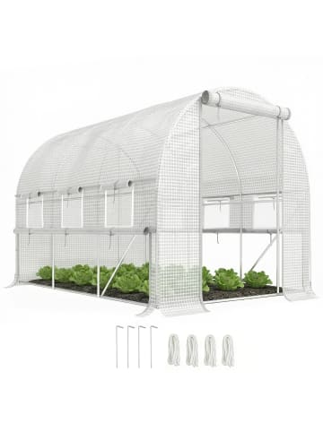 Outsunny Foliengewächshaus,295L x 200B x 200H cm,Weiß