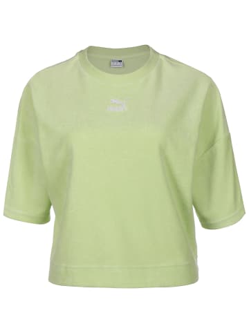 Puma T-Shirt Classics Toweling Tee in hellgrün / weiß