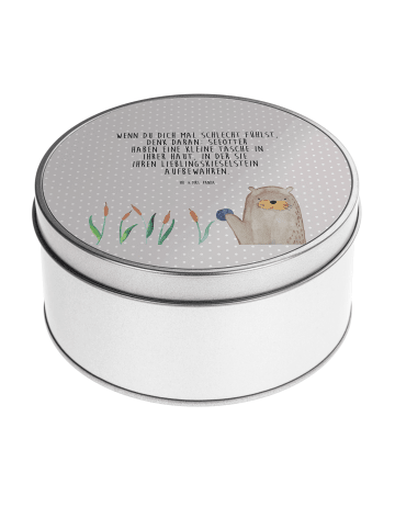 Mr. & Mrs. Panda Aufbewahrungsbox Otter Stein mit Spruch in Grau Pastell