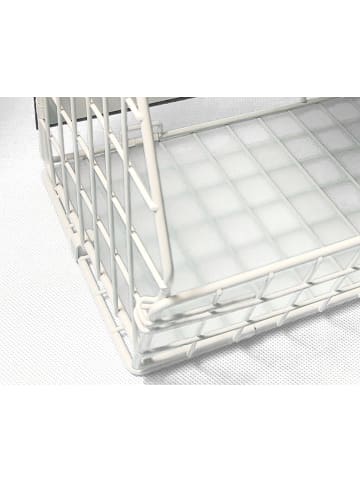 relaxdays 2 x Obstkorb Wandregal in Weiß/ Natur – (B)35,5 x (H)30 x (T)21 cm