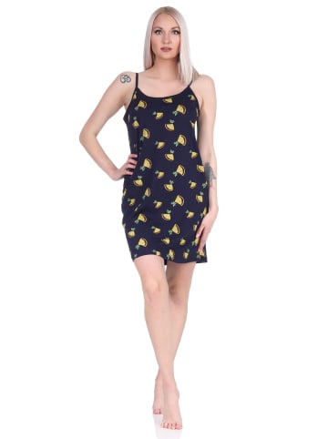 NORMANN Spaghetti Nachthemd Zitronen - 73398 in marine