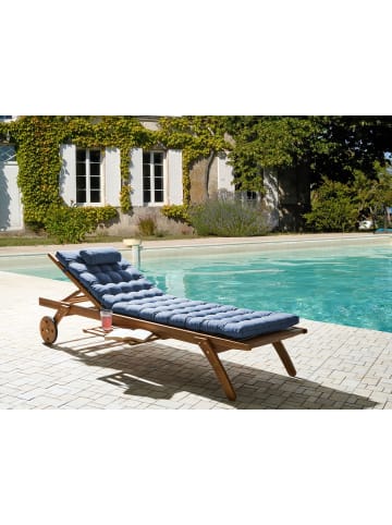 Beliani 2-tlg Gartenliege CESANA PREMIUM in Braun/Blau