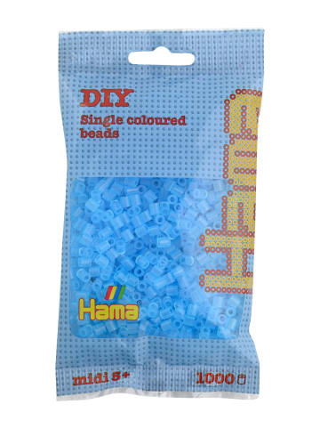 Hama Beutel mit 1000 Midi-Bügelperlen transparent aqua - ab 5 Jahren
