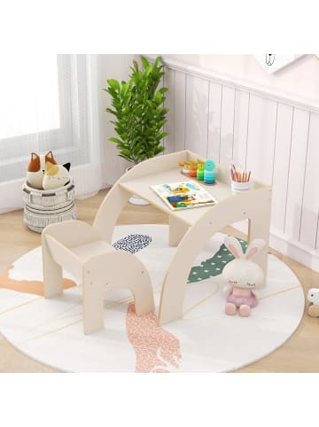 COSTWAY Kindertisch mit Stuhl in Weiß
