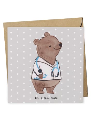 Mr. & Mrs. Panda Grußkarte Arzt Herz ohne Spruch in Grau Pastell