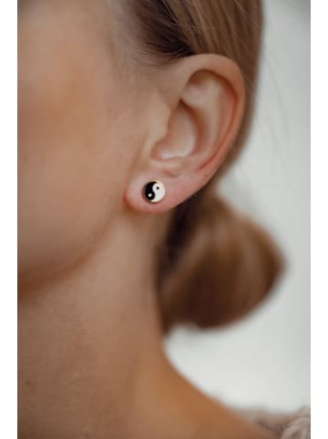 Hey Happiness Vergold. Ohrstecker Yin Yang Edelstahl in Gold - (D) 0,8 cm
