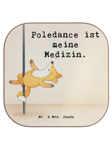 Mr. & Mrs. Panda Glas-Untersetzer Fuchs PoledanZeichen Design mit Spruch in Weiß