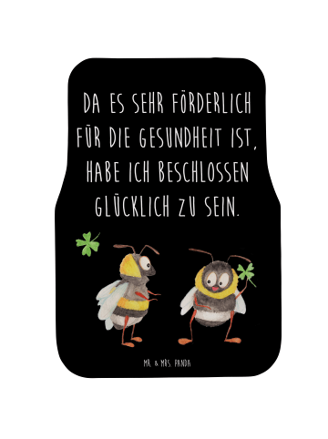 Mr. & Mrs. Panda Auto-Fußmatte Hummeln Kleeblatt mit Spruch in Schwarz