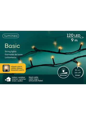 LUMINEO Lichterkette BASIC 120 LED 9 m, schwarzes Kabel, in klassisch warm