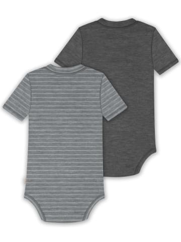 Normani Outdoor Sports 2x Baby Merino Kurzarmbody in Grau/Anthrazit