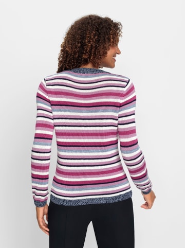 WITT WEIDEN Pullover in marine-magenta-geringelt