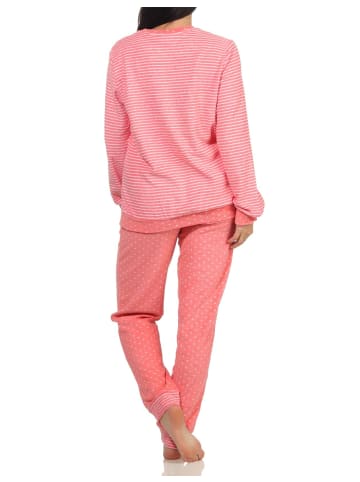 NORMANN Frottee Pyjama Bündchen Herz Tupfen Streifen - 59504 in Rosa