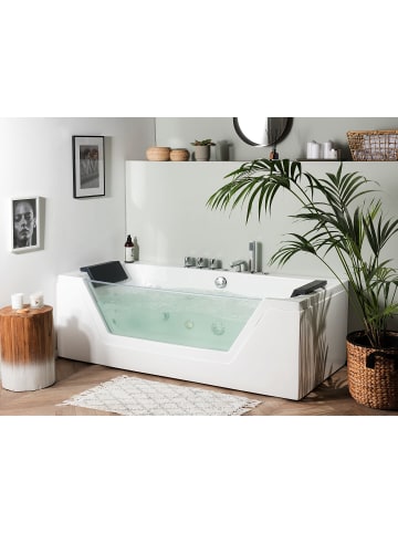 Beliani 5-tlg Whirlpool Badewannen SAMANA in Weiß/Schwarz/Silber