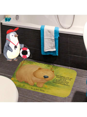 Mr. & Mrs. Panda Badezimmermatte Wombat Design mit Spruch in Weiß