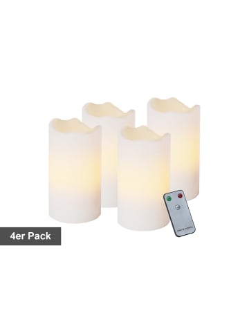 STAR Trading Kerzen-Set Advent, 4 Stück, Stumpenkerzen, Wachs, Weiß, LED, Timer, Wa