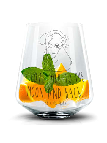Mr. & Mrs. Panda Blümchentail Glas Hund Entspannen mit Spruch in Transparent