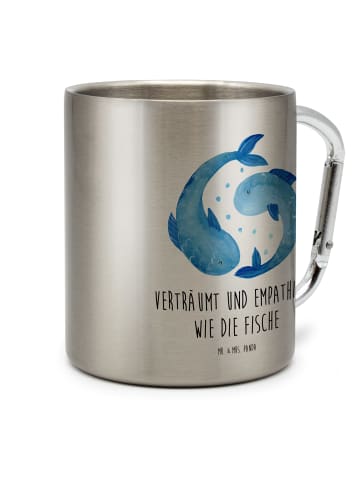 Mr. & Mrs. Panda Kaffeepott Sternzeichen Fische mit Spruch in Silber