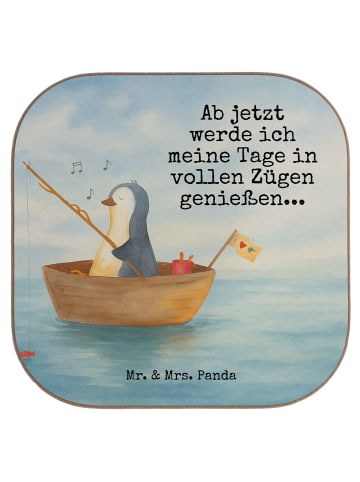 Mr. & Mrs. Panda Tischuntersetzer Pinguin Angelboot Design mit S... in Weiß