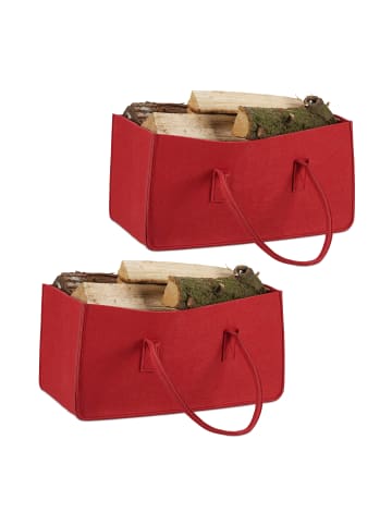 relaxdays 2x Kaminholztasche in Rot