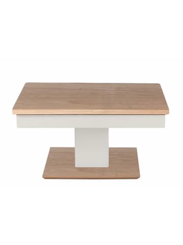 58 aufm Kessel COUCHTISCH höhenverstellbar Cin 90x44x60 Furnier Weiß/Wildeiche Bianco