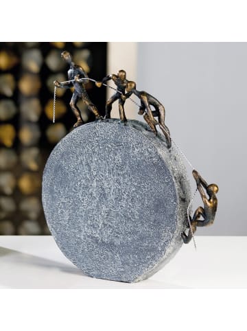 GILDE Skulptur Lifting bronzefarben, grau - (H) 35 cm