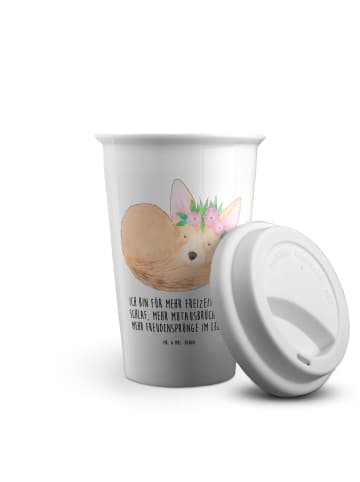 Mr. & Mrs. Panda To Go Becher Wüstenfuchs Blumen mit Spruch in Weiß