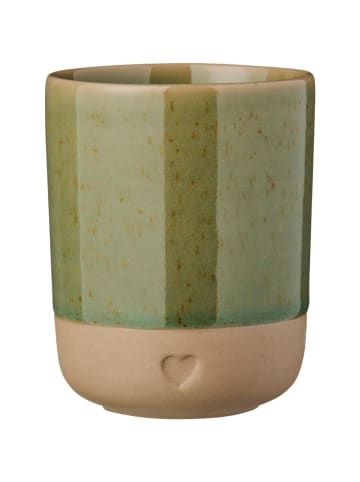 IB Laursen Keramik Becher ohne Henkel Heart in olivgrün