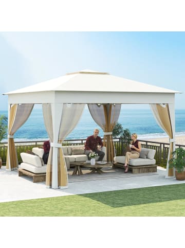 COSTWAY 3,3m Pavillon mit 4 Moskitonetz in Beige