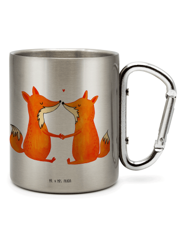 Mr. & Mrs. Panda Thermobecher Füchse Liebe ohne Spruch in Silber