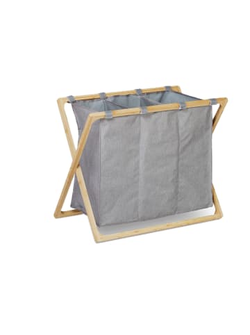 relaxdays Wäschesortierer in Grau/Natur - 3x 28 l