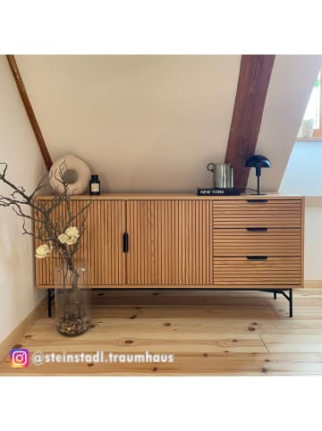 home24 home24 Skandinavisches Sideboard aus edlem Echtholzfurnier mit 2 Türen Kommoden in Eiche