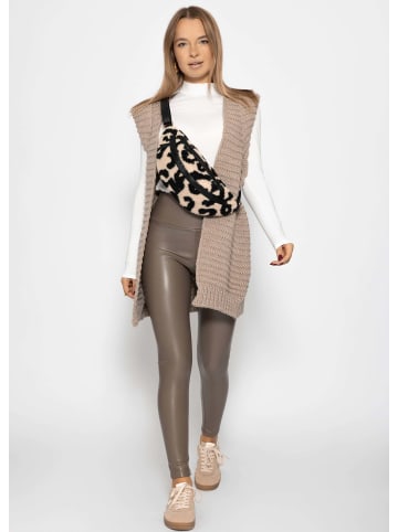 SASSYCLASSY Thermo Leggings in Lederoptik in Taupe
