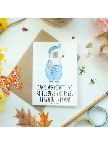 Mr. & Mrs. Panda Grußkarte Großeltern Werkstatt mit Spruch in Weiß