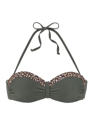 LASCANA Bügel-Bandeau-Bikini-Top in oliv-leo