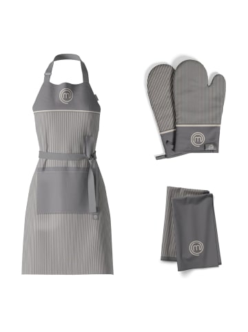 MasterChef 3 tlg. Set 3 teiliges Küchentextilien-Set in Grau