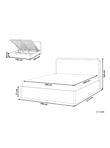 Beliani Doppelbett PEROUGES in Braun - (W) 190 x (H) 104 x (L) 212 cm
