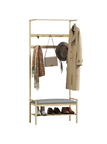 HOMCOM Garderobe-73,5L x 34B x 171H cm-Naturholz