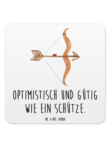 Mr. & Mrs. Panda Glasuntersetzer Sternzeichen Schütze mit Spruch in Weiß