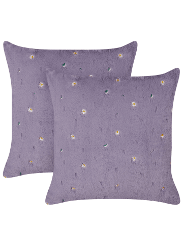 Beliani 2er-Set Dekokissen LAVATERA in Violett