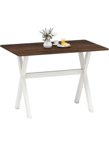 COSTWAY Esstisch mit X-förmigem Holzbeine in Braun