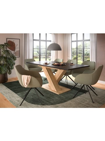 xonox.home Esstisch (B/H/T): 150-190x76x90 in eichefarben und grau mit  X-Gestell