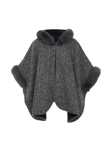 Usha Women Poncho in Dunkelgrau