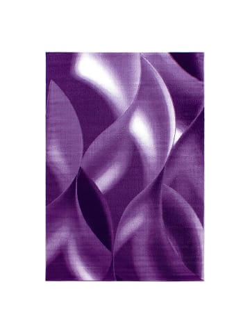 KADIMA DESIGN Teppich Kurzflor Waschbar Wellen INN Strapazierfähig OEKO-TEX in Violett