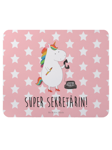 Mr. & Mrs. Panda Mousepad Einhorn Sekretärin mit Spruch in Rot Pastell