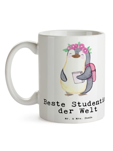 Mr. & Mrs. Panda Tasse Pinguin Beste Studentin der Welt mit Spruch in Weiß