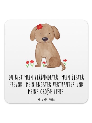 Mr. & Mrs. Panda Tischuntersetzer Hund Dame mit Spruch in Weiß