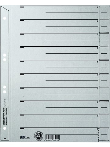 Leitz Trennblatt A4 200g/qm Karton grau Packung mit 100 Stück