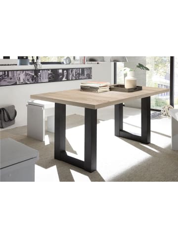 58 aufm Kessel ESSTISCH ausziehbar Eila 7 140x90x75 Schwarzstahl/Eiche Sägerau